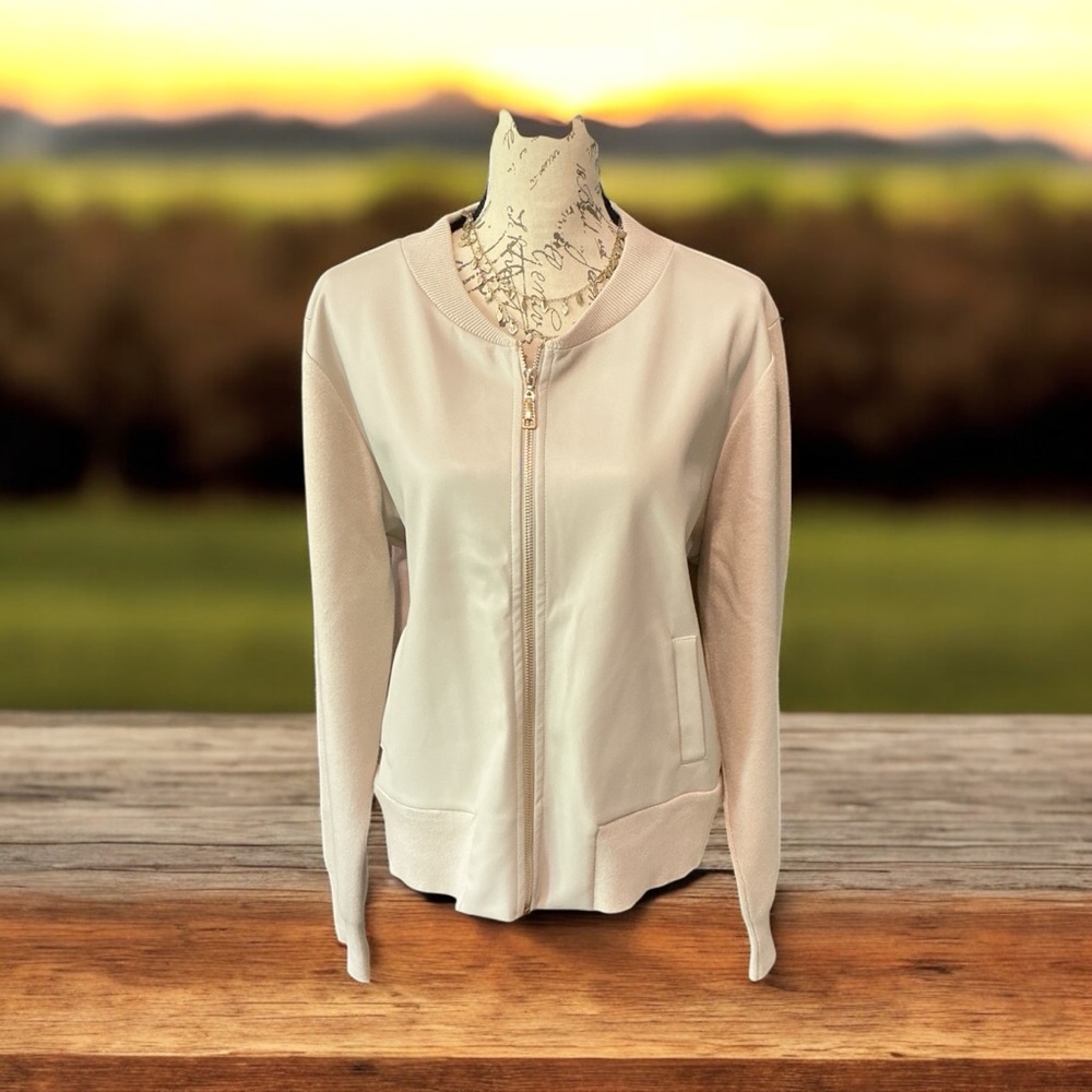 Cynthia Rowley Cream Bomber Jacket XL